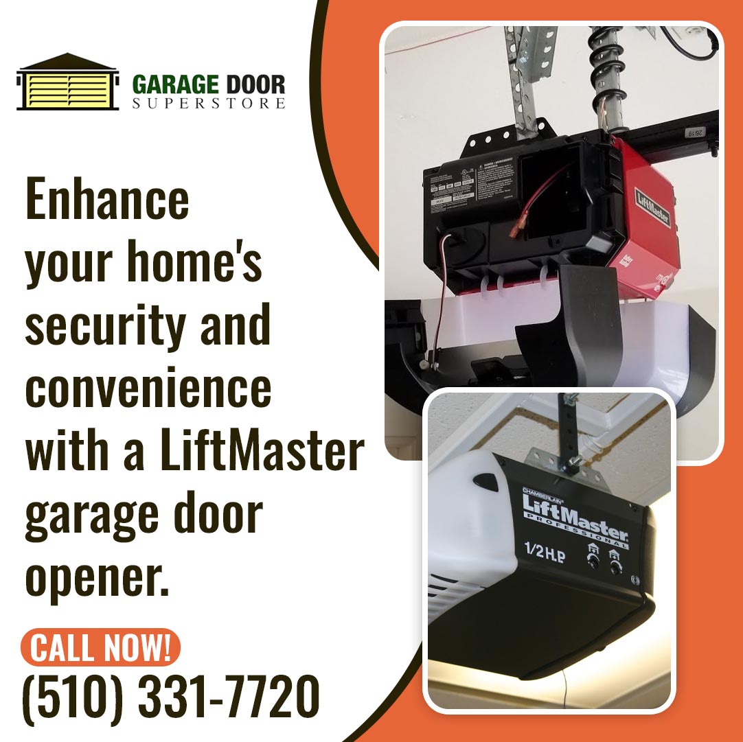LiftMaster garage door opener installed on residential garage ceiling