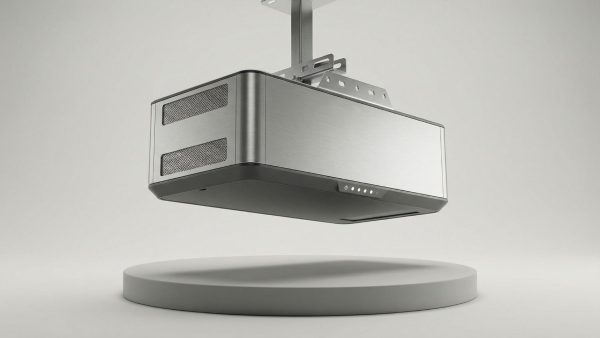 sleek modern garage door opener unit mounted on ceiling bracket in minimalist setting