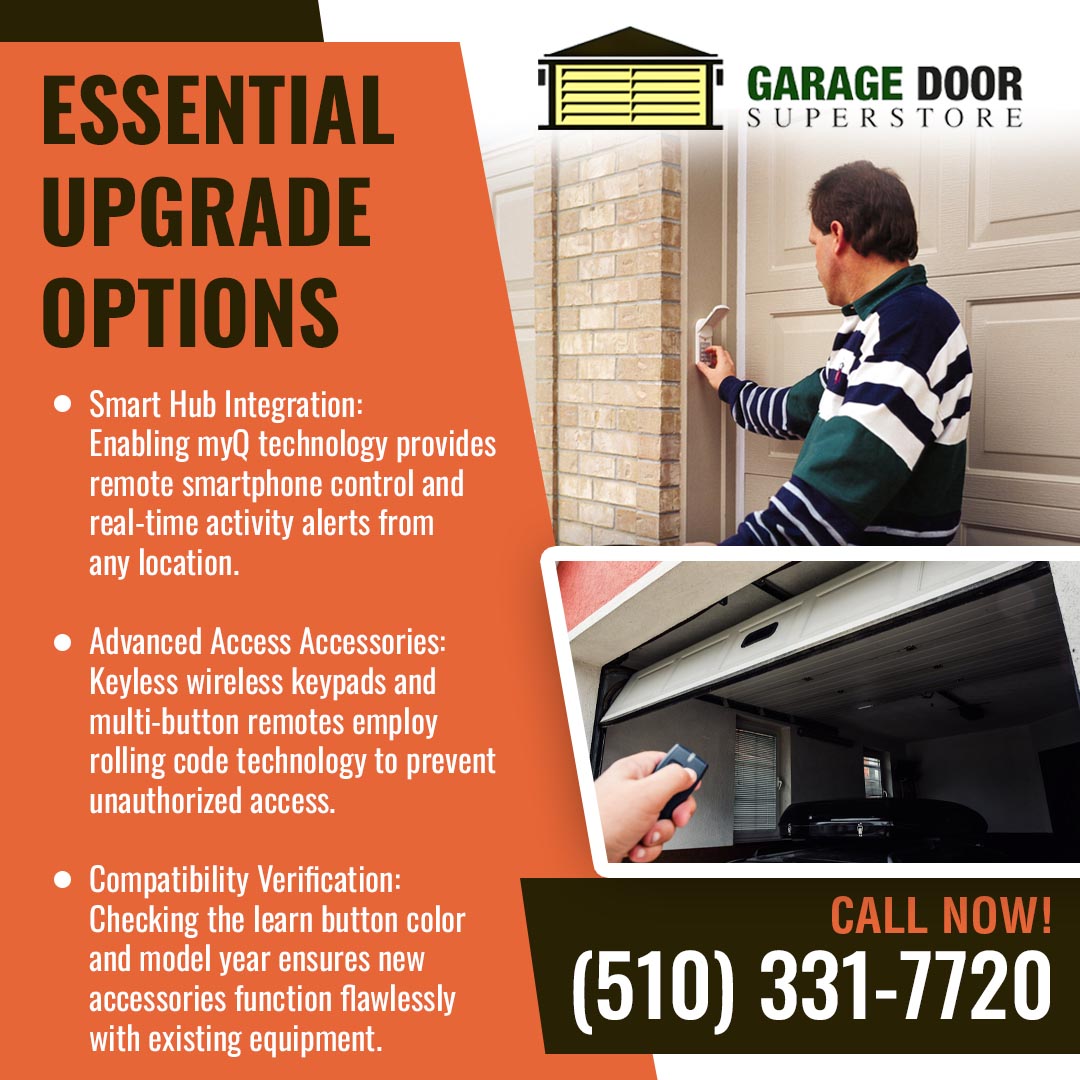 Homeowner using a smart garage door keypad and remote access system installed by The Garage Door SuperStore.